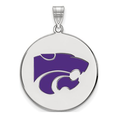 Kansas State University Sterling Silver Extra Large Wildcat Enamel Disc Pendant