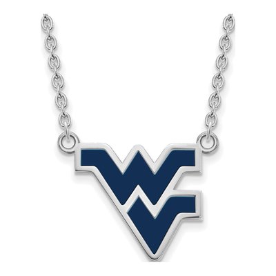 West Virginia University Sterling Silver Large WVU Enameled Pendant Necklace