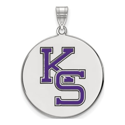 Kansas State University Sterling Silver Extra Large K-S Enamel Disc Pendant