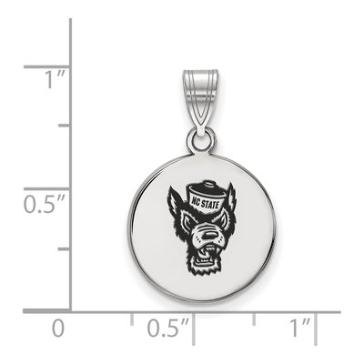 North Carolina State University Sterling Silver Medium NC Wolf Enameled Disc Pendant – view 2