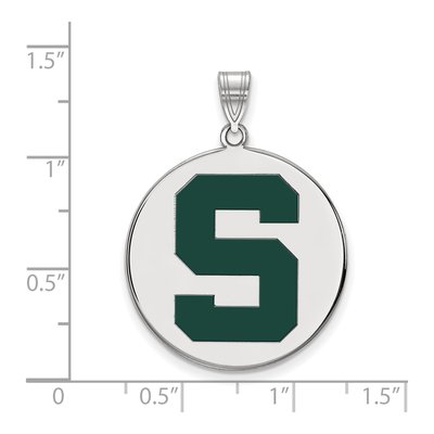 Michigan State University Sterling Silver Extra Large Enamel Letter S Pendant – view 2