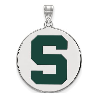 Michigan State University Sterling Silver Extra Large Enamel Letter S Pendant
