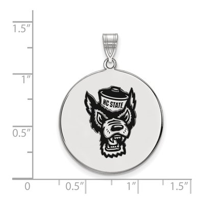 North Carolina State University Sterling Silver Extra Large NC Wolf Enamel Disc Pendant – view 2