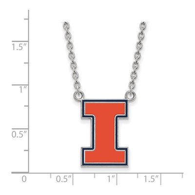 University of Illinois Sterling Silver Letter I Large Enameled Pendant Necklace – view 2