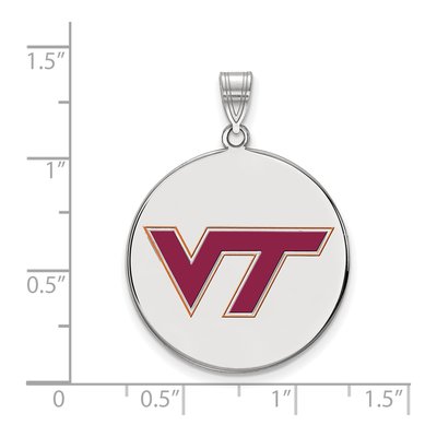 Virginia Tech Sterling Silver Extra Large V-T Disc Pendant – view 2