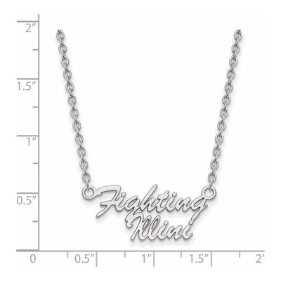 University of Illinois Sterling Silver Fighting Illini Script Pendant – view 2