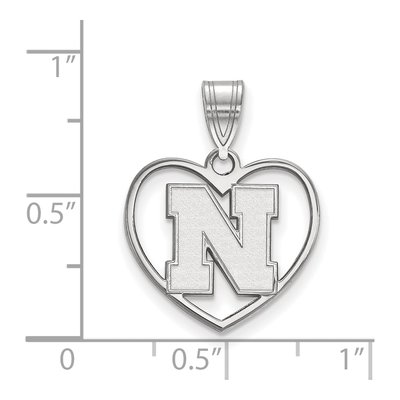 University of Nebraska Sterling Silver Medium Heart Letter N Pendant – view 2