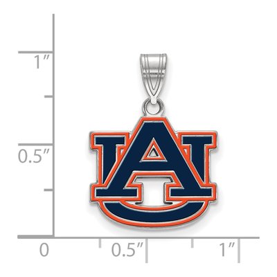 Auburn University Sterling Silver Medium A-U Enameled Pendant – view 2