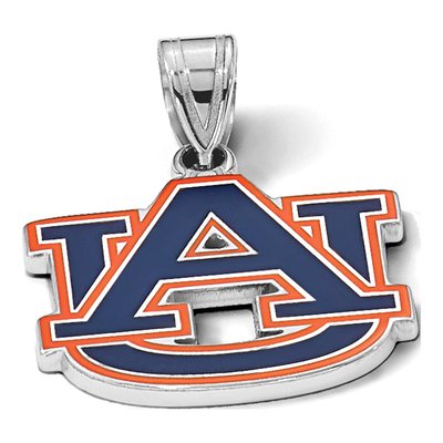 Auburn University Sterling Silver Medium A-U Enameled Pendant – view 3