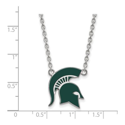Michigan State University Sterling Silver Large Spartan Pendant Necklace – view 2