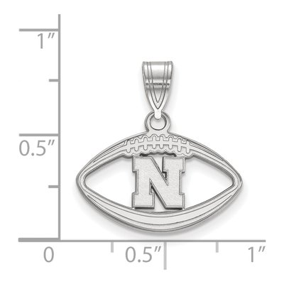 University of Nebraska Sterling Silver Medium Football Letter N Pendant – view 2