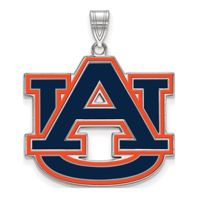 Auburn University Sterling Silver Extra Large A-U Enameled Pendant