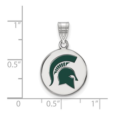 Michigan State University Sterling Silver Medium Spartan Enamel Disc Pendant – view 2