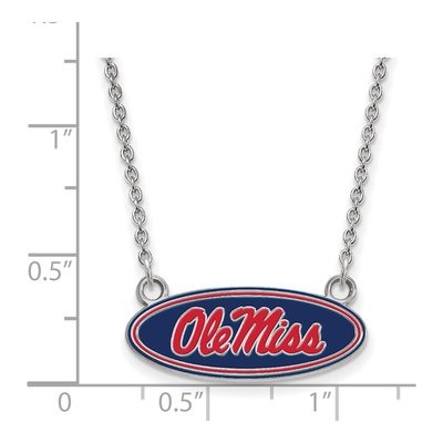 University of Mississippi Sterling Silver Small Ole Miss Enamel Pendant Necklace – view 2