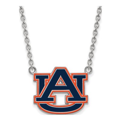Auburn University Sterling Silver Large Enameled Pendant Necklace