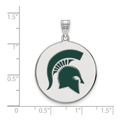 Michigan State University Sterling Silver Extra Large Spartan Enamel Disc Pendant – view 2