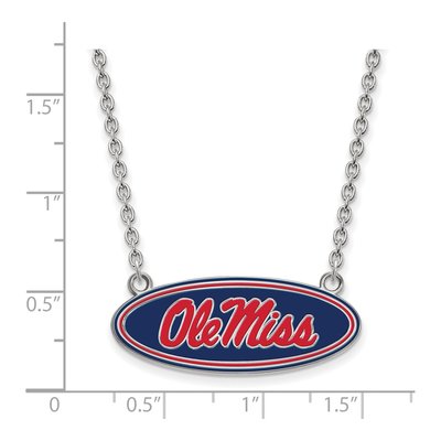 University of Mississippi Sterling Silver Large Ole Miss Enamel Pendant Necklace – view 2