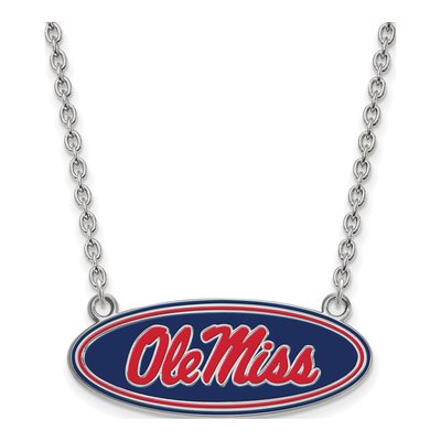 University of Mississippi Sterling Silver Large Ole Miss Enamel Pendant Necklace