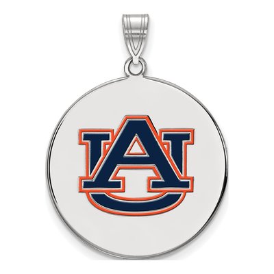 Auburn University Sterling Silver Extra Large Enameled Disc Pendant