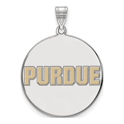 Purdue University Sterling Silver Extra Large Enamel Disc Pendant