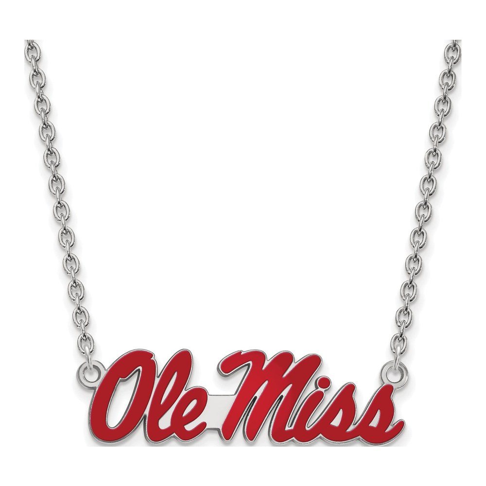 Ole Miss Sterling Silver Pendant Necklace, 18 in