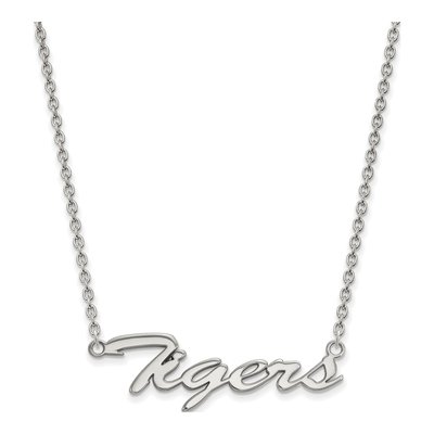 Louisiana State University Sterling Silver Medium LSU Tigers Script Pendant Necklace
