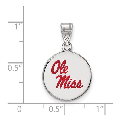 University of Mississippi Sterling Silver Medium Ole Miss Enameled Disc Pendant – view 2