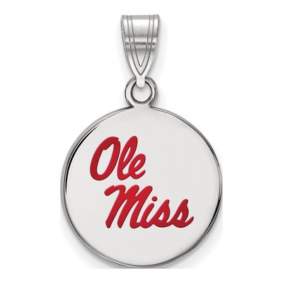 University of Mississippi Sterling Silver Medium Ole Miss Enameled Disc Pendant