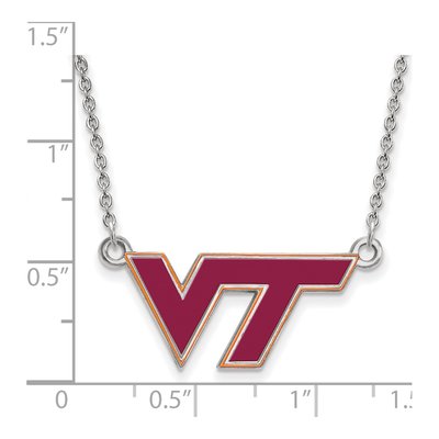 Virginia Tech Sterling Silver Small V-T Pendant Necklace – view 2