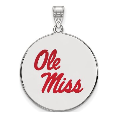 University of Mississippi Sterling Silver Ole Miss Extra Large Enamel Disc Pendant