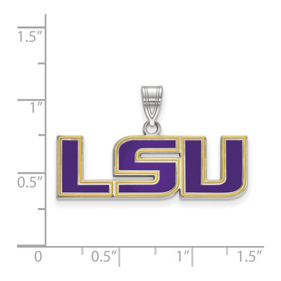 Louisiana State University Sterling Silver Medium LSU Enameled Pendant – view 2