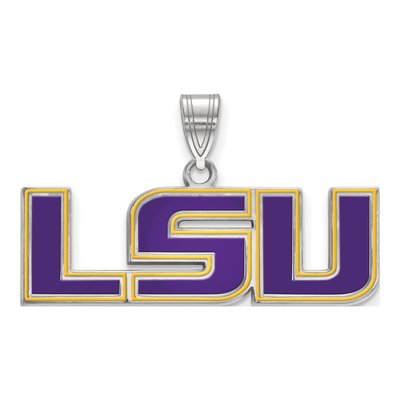 Louisiana State University Sterling Silver Medium LSU Enameled Pendant