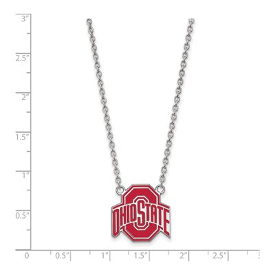 Ohio State University Sterling Silver Large Enamel Pendant Necklace – view 2