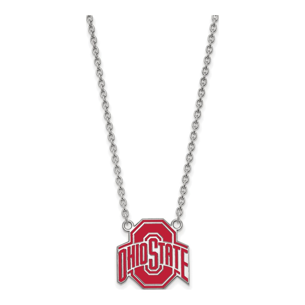 Ohio State University Sterling Silver Large Enamel Pendant Necklace