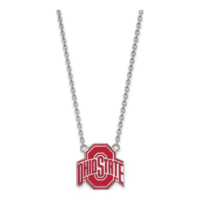Ohio State University Sterling Silver Large Enamel Pendant Necklace
