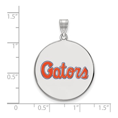 University of Florida Sterling Silver Extra Large Gators Enameled Disc Pendant – view 2