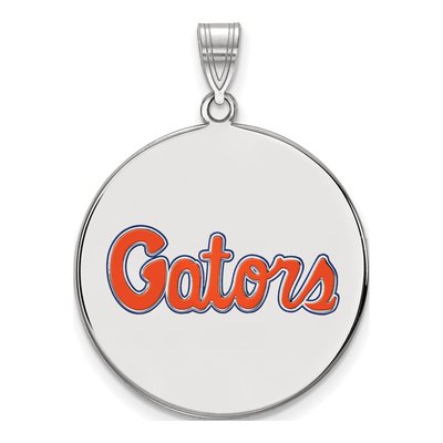 University of Florida Sterling Silver Extra Large Gators Enameled Disc Pendant