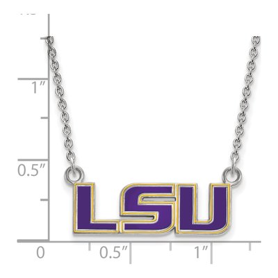 Louisiana State University Sterling Silver Small LSU Enamel Pendant Necklace – view 2