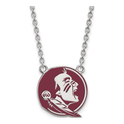 Florida State University Sterling Silver Large FSU Seminoles Enamel Pendant Necklace