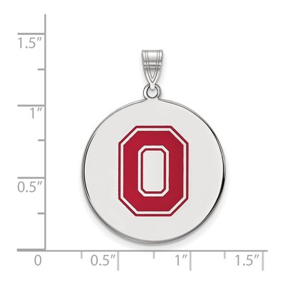 Ohio State University Sterling Silver Extra Large Enamel Disc Letter O Pendant – view 2