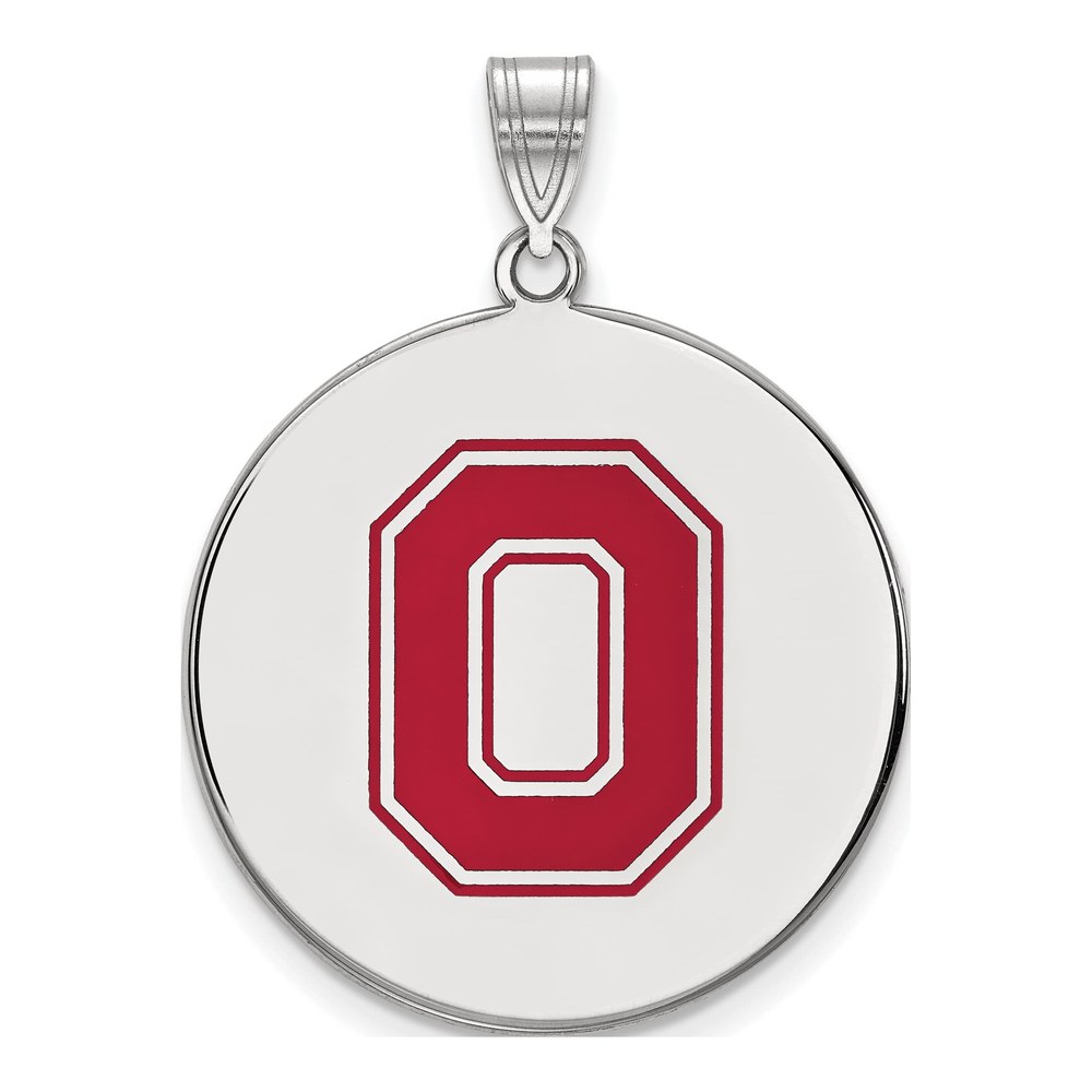 Ohio State University Sterling Silver Extra Large Enamel Disc Letter O Pendant