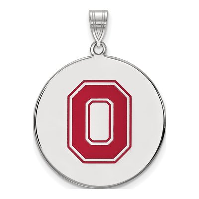 Ohio State University Sterling Silver Extra Large Enamel Disc Letter O Pendant