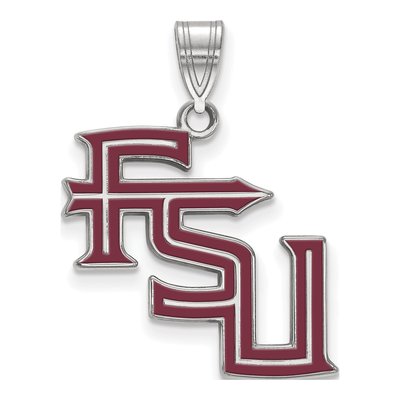Florida State University Sterling Silver Large FSU Enameled Pendant