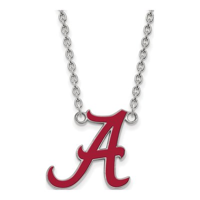 University of Alabama Sterling Silver Large Crimson Tide Enamel Letter A Pendant Necklace