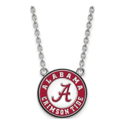 University of Alabama Sterling Silver Large Crimson Tide Enamel Pendant Necklace