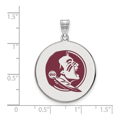 Florida State University Sterling Silver FSU Seminoles Extra Large Enamel Disc Pendant – view 2