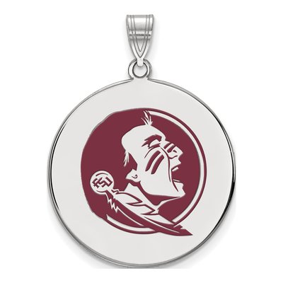 Florida State University Sterling Silver FSU Seminoles Extra Large Enamel Disc Pendant