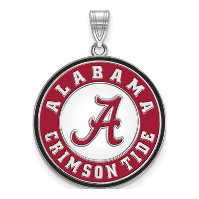 University of Alabama Sterling Silver Extra Large Crimson Tide Enameled Disc Pendant