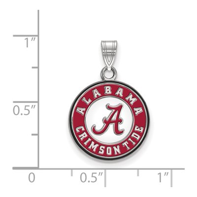 University of Alabama Sterling Silver Medium Crimson Tide Enamel Disc Pendant – view 2