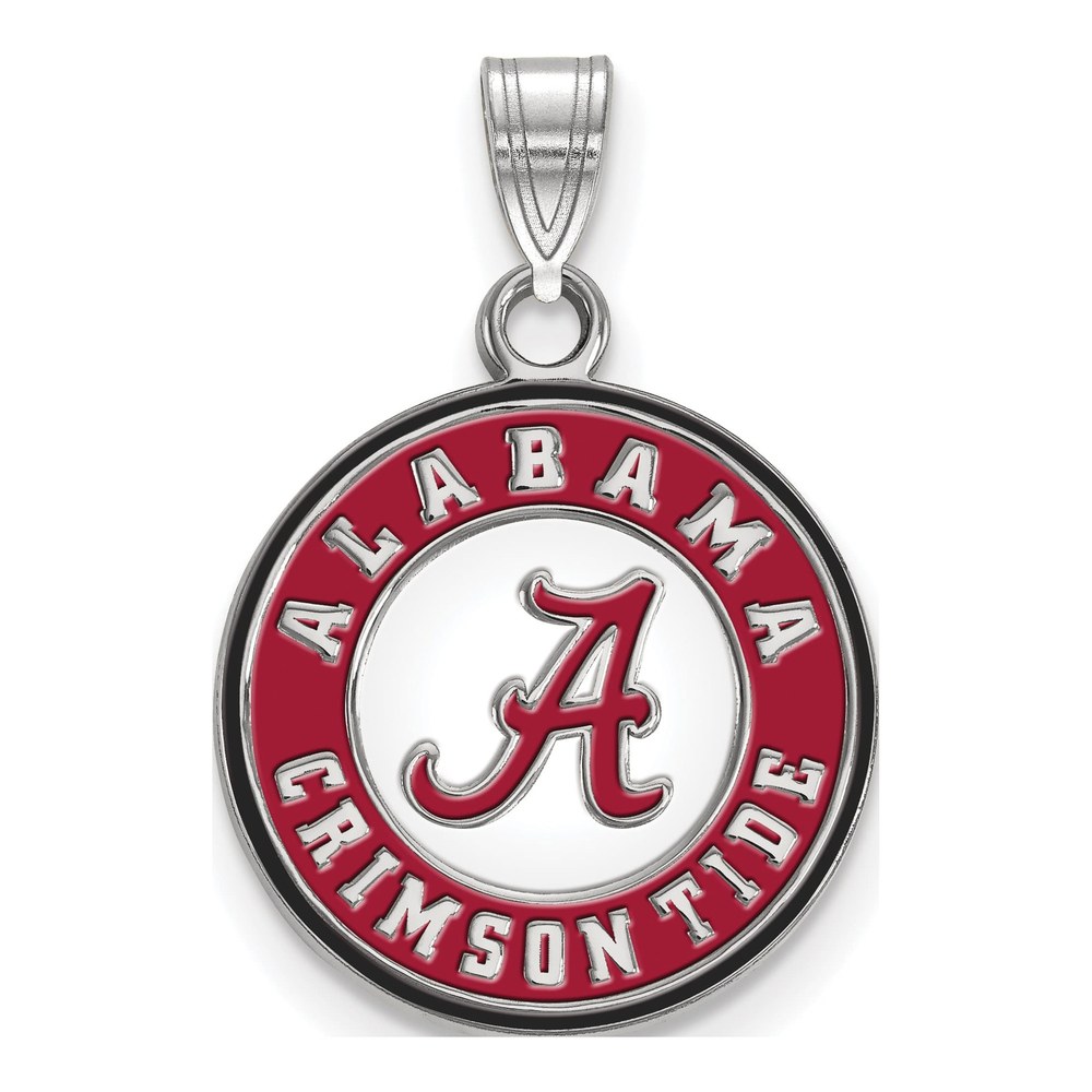 University of Alabama Sterling Silver Medium Crimson Tide Enamel Disc Pendant